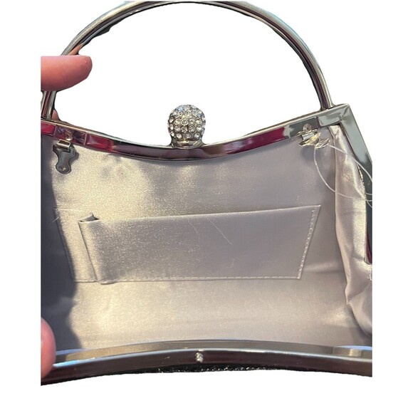 Silver Rhinestone Convertible Crossbody Clutch Purse Evening Bag D'Margeaux NWT - Picture 12 of 15